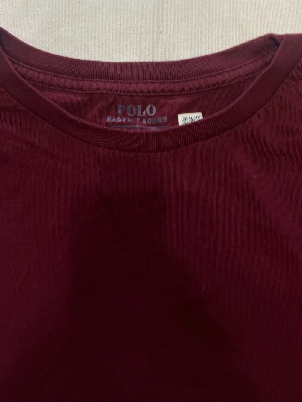 Polo by Ralph Lauren boys’ Crew Neck T-Shirt Navy & Burgundy L (14-16) like new